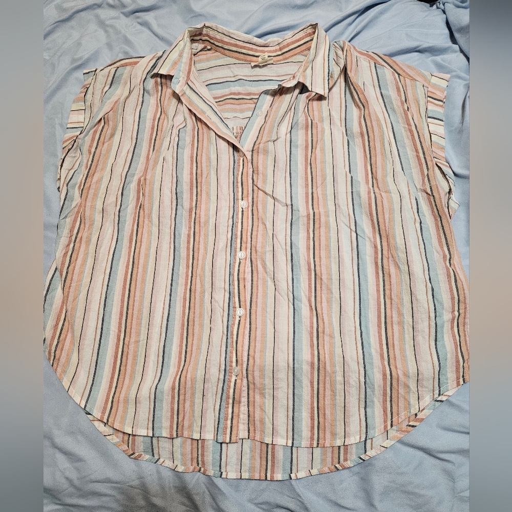 Women's Plus Size Striped Camp Shirt
